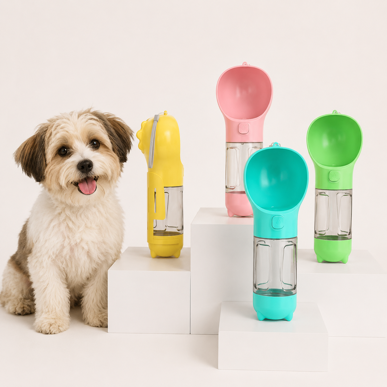 Portable Pet Water Bottle, Food Feeder & Garbage Bags