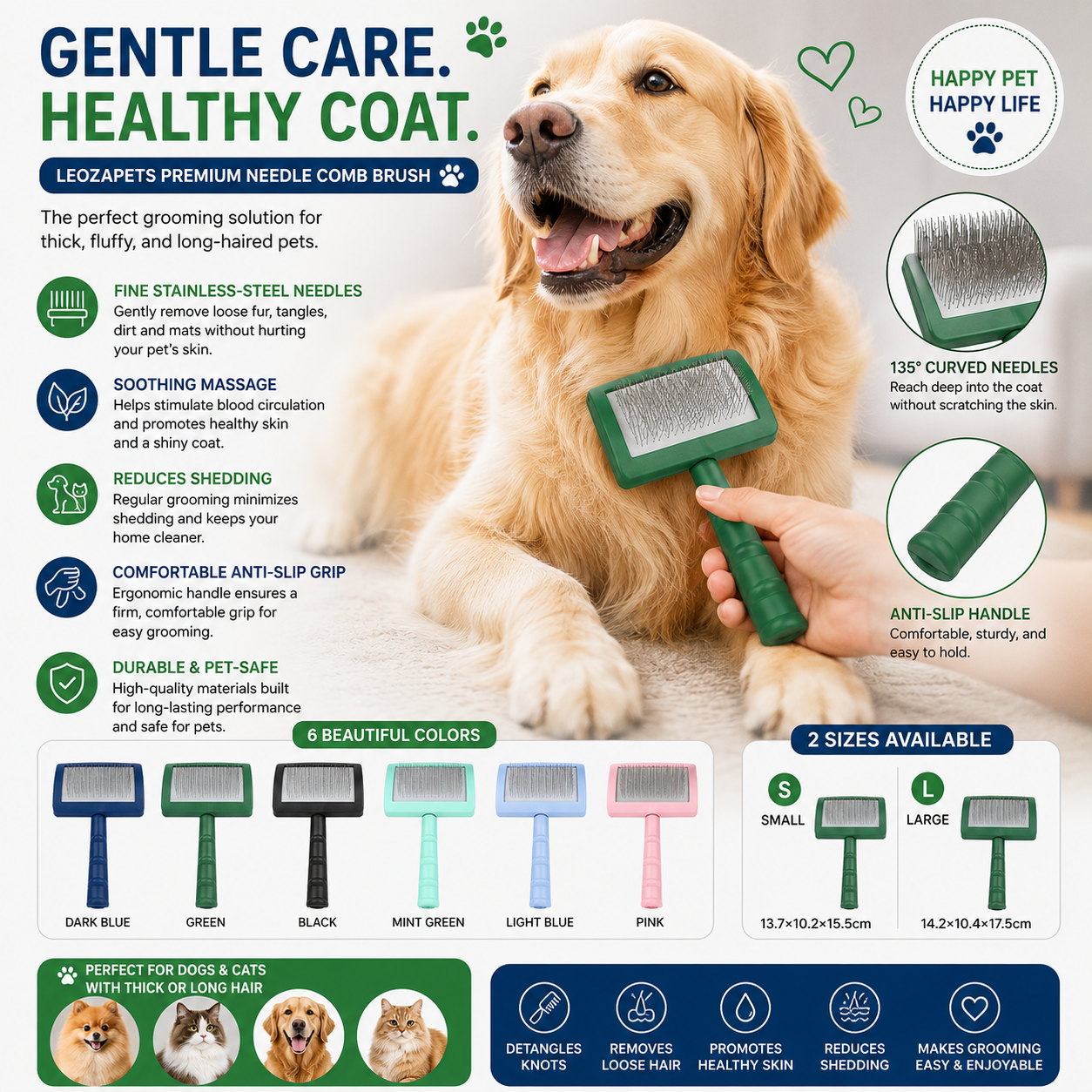 Curved Dog Grooming Neelde Comb