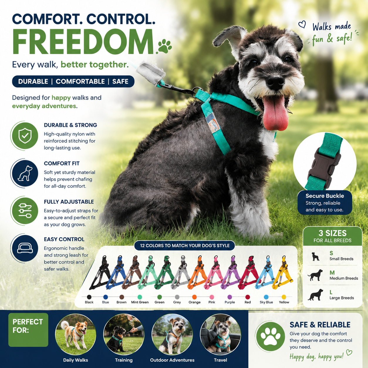 Dog Leash With Collar Or Harness