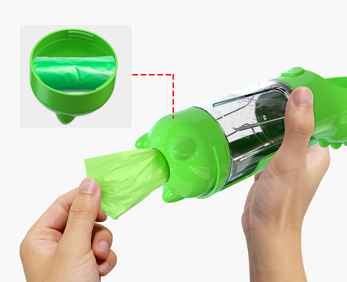 Portable Pet Water Bottle, Food Feeder & Garbage Bags